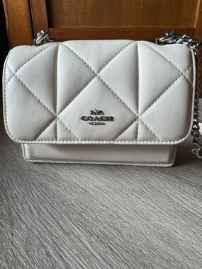 Coach Quilted Leather Crossbody in Cream with Silver Hardware
